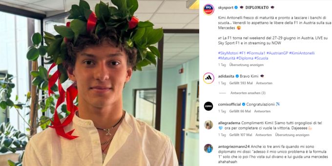 Kimi Antonelli kann sich nach seinem Schulabschluss nun vollständig auf die Formel 1 konzentrieren. Formel 1 Kimi Antonelli