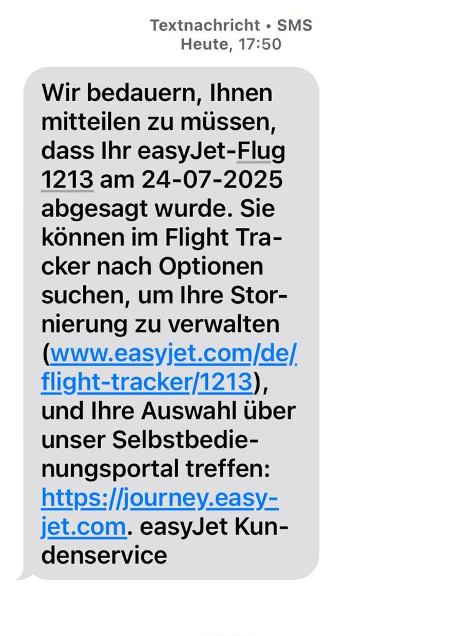 Mit dieser Nachricht bläst Easyjet einen Flug 40 Minuten vor dem geplanten Start ab.