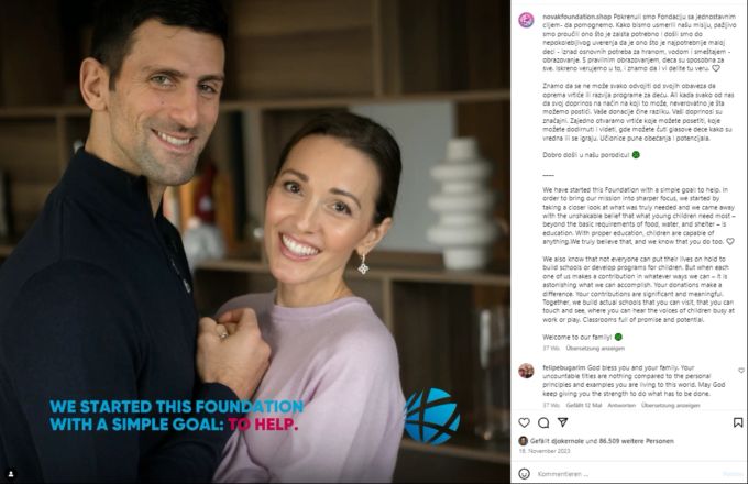 Novak Djokovic und seine Frau Jelena betreiben schon länger die «Novak Djokovic Foundation». Auch seinen Gewinn von Olympia 2024 spendet der Tennis-Star. Novak Djokovic olympia 2024