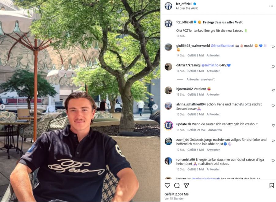 Nevio Di Giusto geniesst die Auszeit vor dem Trainingsstart.