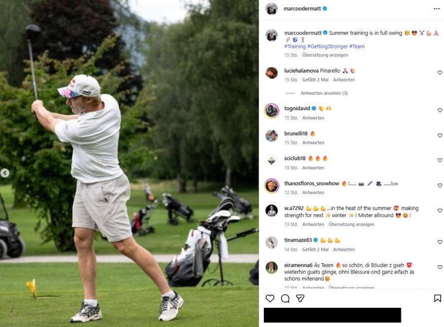 ... oder auf dem Golfplatz: Marco Odermatt macht eine gute Figur.