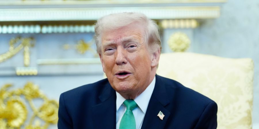 US-Präsident Donald Trump spricht während eines Treffens im Oval Office des Weißen Hauses. Foto: Alex Brandon/AP/dpa