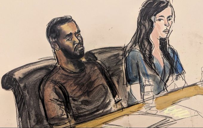 Die Freilassung von Combs auf Kaution wurde bereits zweimal abgelehnt. Gerichtszeichnung Diddy Gefängnis