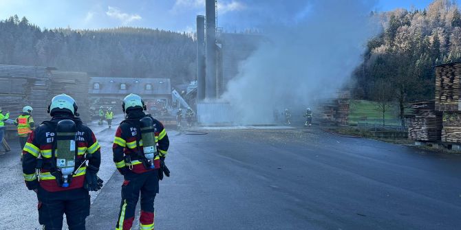 Rauchentwicklung in Holzschnitzelanlage.