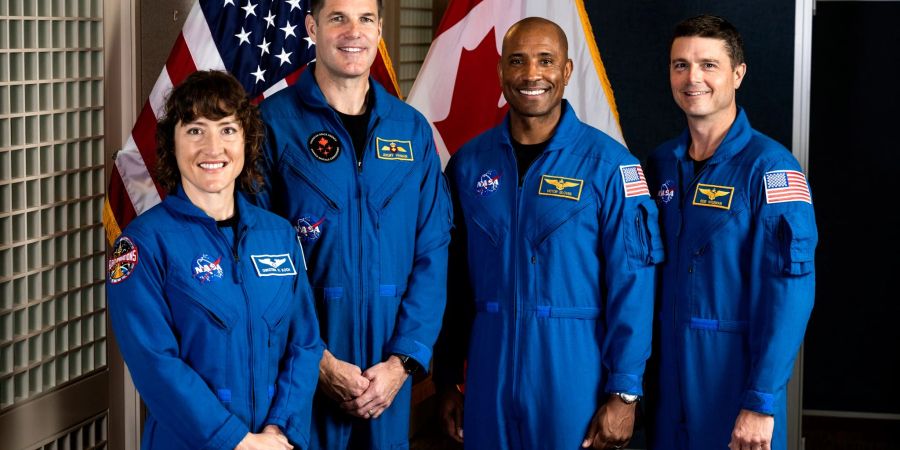 Die Astronauten der «Artemis 2»-Mission (l-r): 
Christina Koch, Jeremy Hansen, Victor Glover und Reid Wiseman.