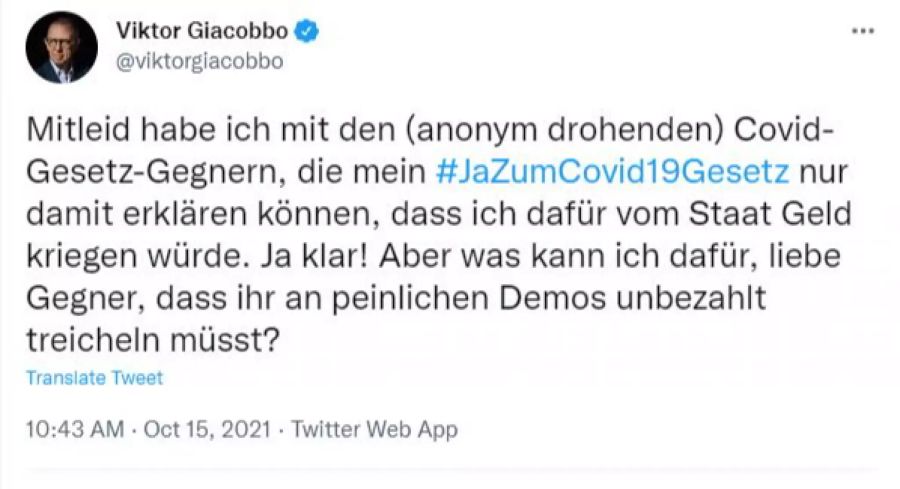 Viktor Giacobbo wird laut eigenen Aussagen anonym bedroht.