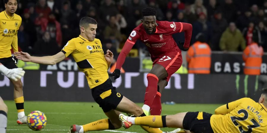 Divock Origi trifft gegen die Wolverhampton Wanderers in der Nachspielzeit.