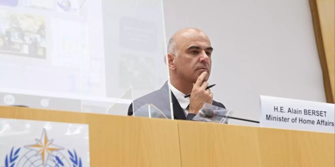 Innenminister Alain Berset bei der Weltorganisation für Meteorologie WMO in Genf. alain berset