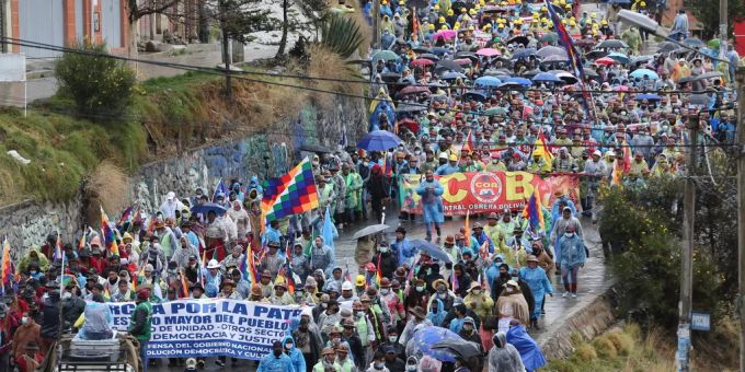 Der Protestmarsch in Bolivien. Bolivien