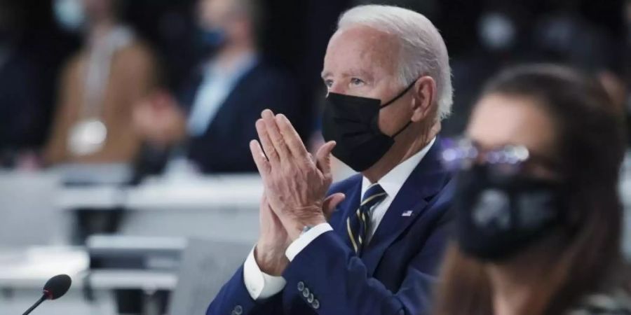 US-Präsident Joe Biden beim UN-Klimagipfel COP26 in Glasgow. Biden war direkt aus Rom vom G20-Gipfel zum Auftakt der Konferenz angereist. Foto: Erin Schaff/The New York Times via AP, Pool/dpa