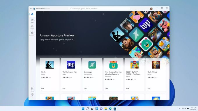So sieht die Testversion des Amazon Stores mit Android Apps in Windows 11 aus. Windows 11 Android Store