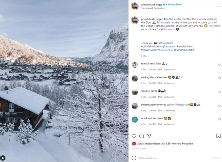 In Grindelwald freut man sich über den vielen Schnee, auch wenn es die Sonne kaum mehr ins Tal schafft.