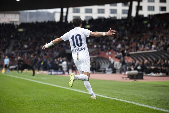 Antonio Marchesano vom FCZ bejubelt sein Tor gegen Stade-Lausanne-Ouchy. Antonio Marchesano FCZ