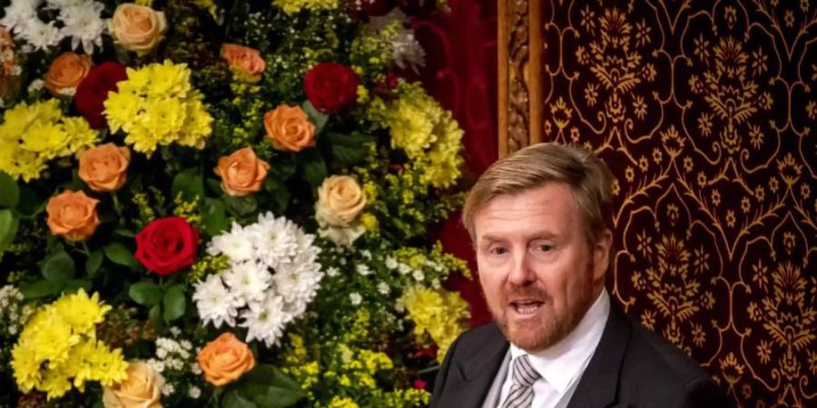 König Willem-Alexander bei seiner Rede vor den Mitgliedern der Ersten und Zweiten Kammer. Foto: Remko De Waal/ANP/