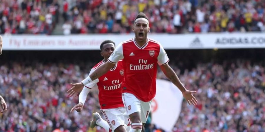 Pierre-Emerick Aubameyang feiert sein Siegtor zum 2:1. Foto: Yui Mok/PA Wire