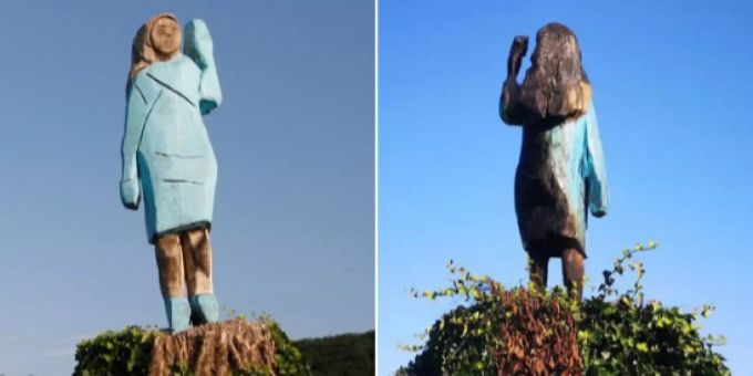 In Slowenien - Unbekannte fackeln Holzstatue von Melania Trump ab