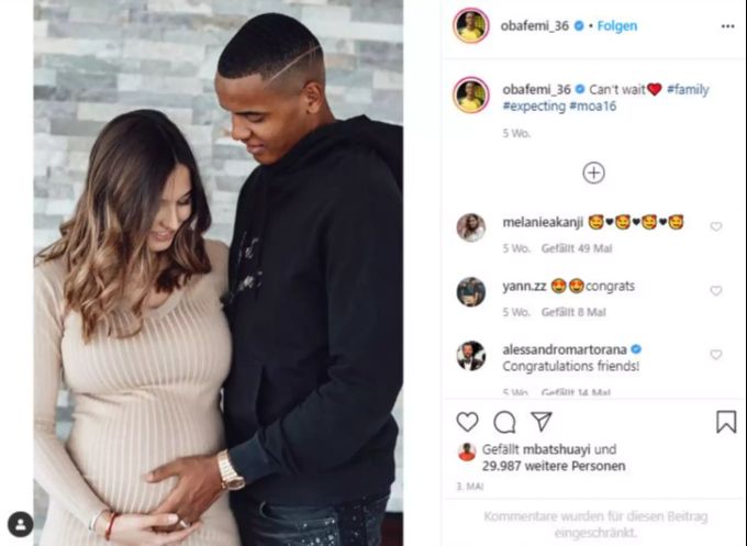 Manuel Akanji und seine Frau Melanie wurden vor einem Monat zum ersten Mal Eltern. Dieses Foto wurde kurz vor der Geburt aufgenommen. Manuel Akanji «Arena»