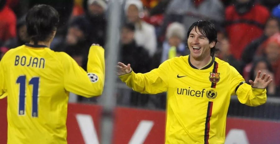Ein junger Lionel Messi jubelt nach seinem Treffer im Champions-League-Spiel gegen den FC Basel 2008.