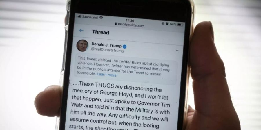 Der Tweet des US-Präsidenten mit dem Hinweis von Twitter