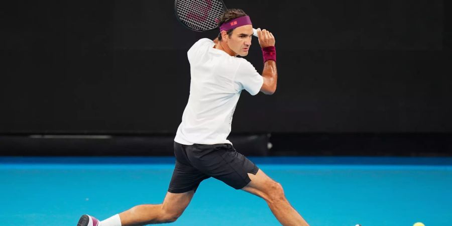 Roger Federer trainiert im Melbourne Park