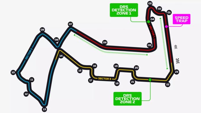 Die Streckenkarte zum Singapur-GP der Formel 1. Singapur Formel 1