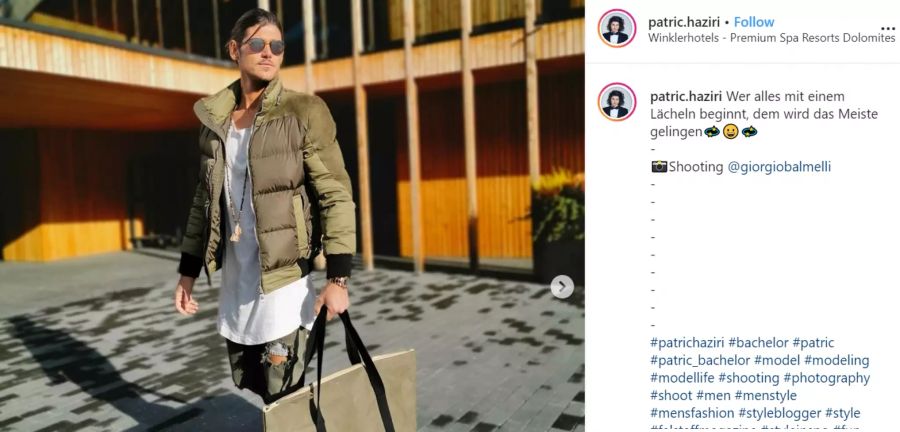 Bachelor und Influencer Patric Haziri grüsst ebenso aus dem Ausland.