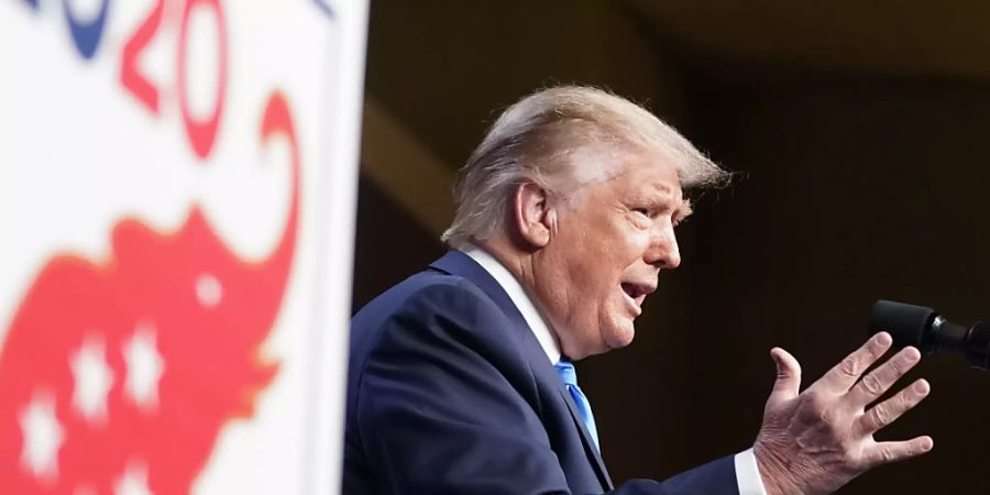 Donald Trump, Präsident der USA, spricht beim Parteitag der Republikaner. Foto: Andrew Harnik/AP/dpa