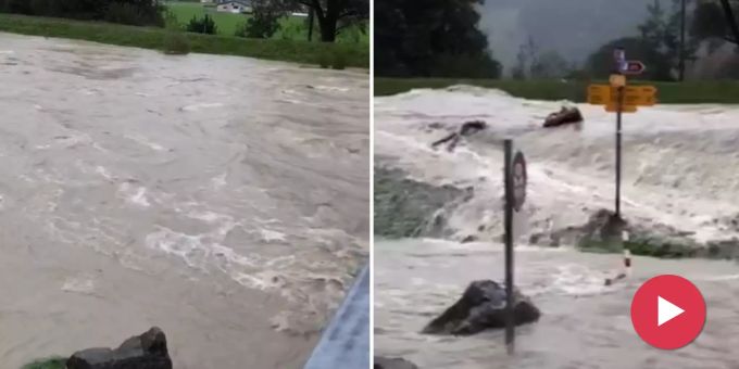 Im Video - Reuss tritt in Uri über die Ufer – Autobahn A2 gesperrt