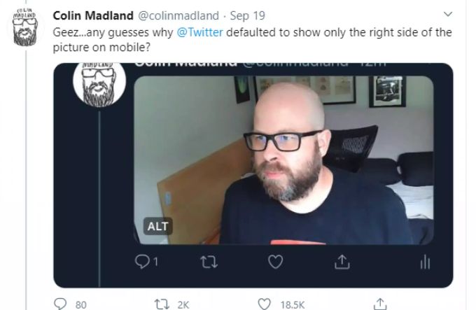 In der mobilen Version von Twitter werden Bilder dem vorgegebenen Format entsprechend beschnitten. Twitter Zoom Rassistisch