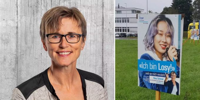 Die Luzerner Nationalratskandidatin der FDP, Rosy Schmid, wirbt mit einem Vorurteil um die Stimmen potentieller Wähler. Rosy Schmid FDP Nationalrat