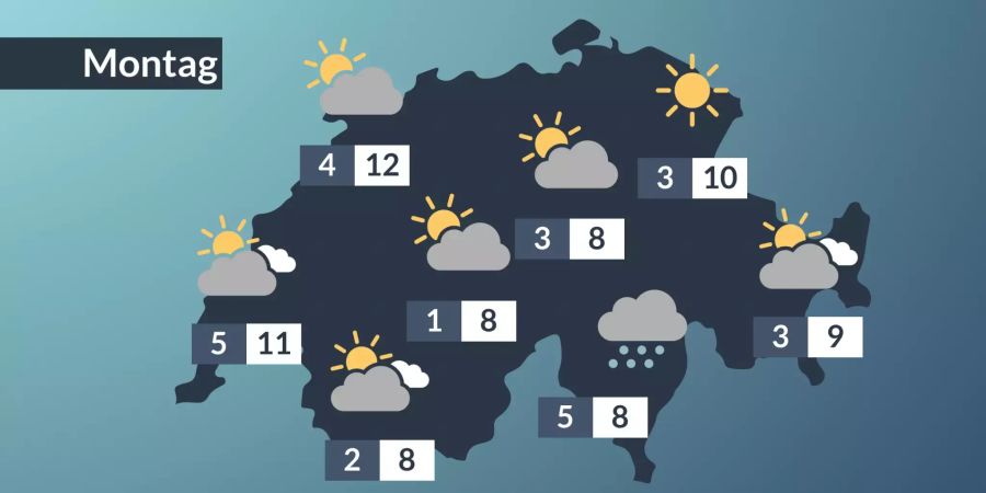 Die Wetter-Prognose für Montag, 16. Dezember 2019.