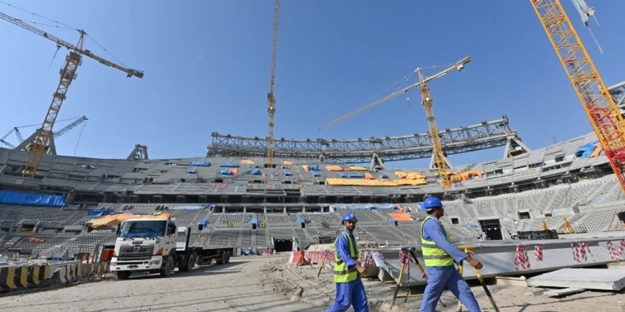 Arbeiter vor drei Jahren beim Stadionbau in Katar