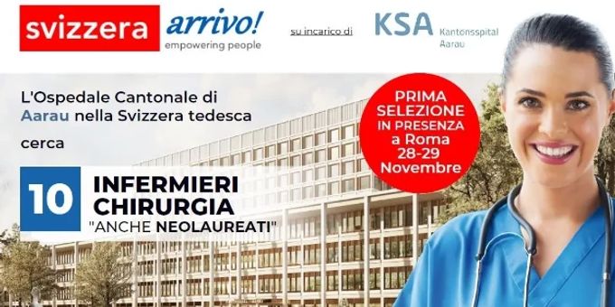 Das Kantonsspital Aarau führt Ende November 30 Bewerbungsgespräche in Rom durch und wirbt dafür auf LinkedIn (Ausschnitt). Kantonsspital Aarau
