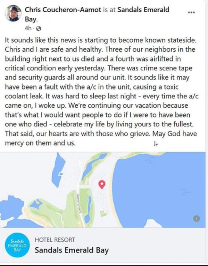 Der Facebook-Post von Chris Coucheron-Aamot, welcher seine Ferien auf den Bahamas verbringt. bahamas