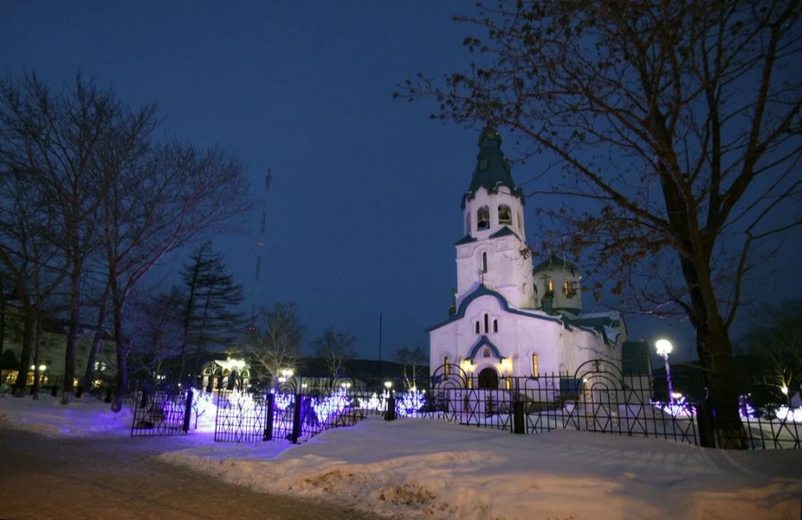 Eine orthodoxe Kirche in Juschno-Sachalinsk, der grössten Stadt auf der Insel Sachalin.