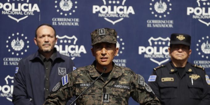Francis Merino Monroy, Verteidigungsminister von El Salvador, an einer Pressekonferenz in San Salvador. el salvador