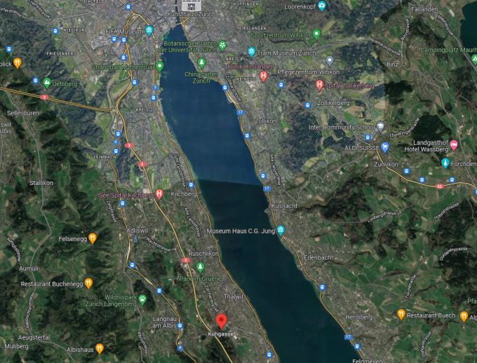 Der Unfall ereignete sich in Thalwil (unten links) am Zürichsee. thalwil