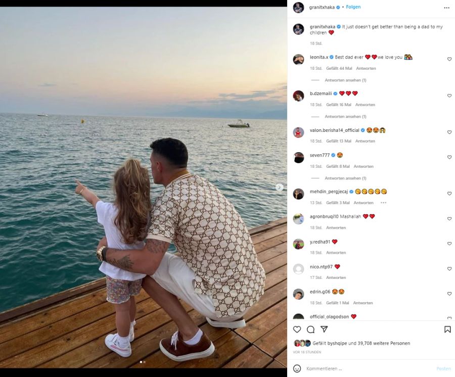 Auch Granit Xhaka reut sich über Vater-Tochter-Zeit.