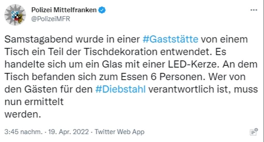 Polizei Mittelfranken Twitter