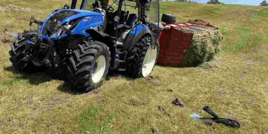 Der Traktor kippte beim Heueinholen.