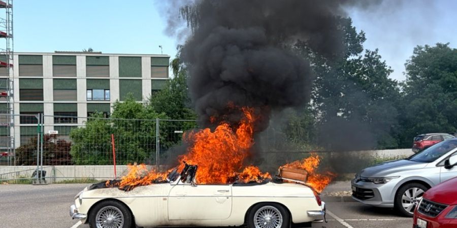 Weshalb das Auto in Flammen aufging, ist unklar.