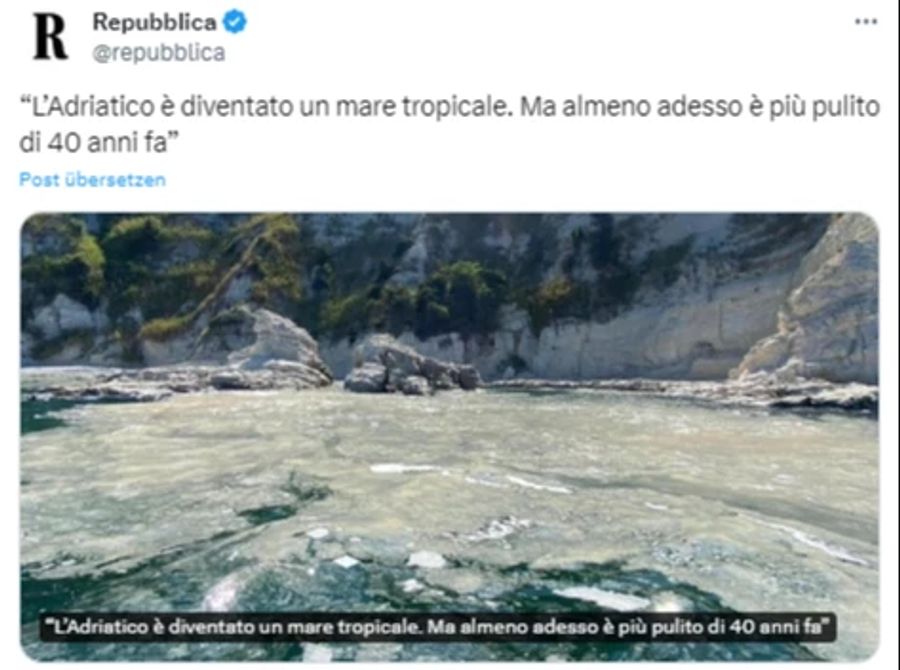 Die Adria werde ein tropisches Meer, schreibt die italienische Zeitung «La Repubblica». Dafür sei sie sauberer als früher.