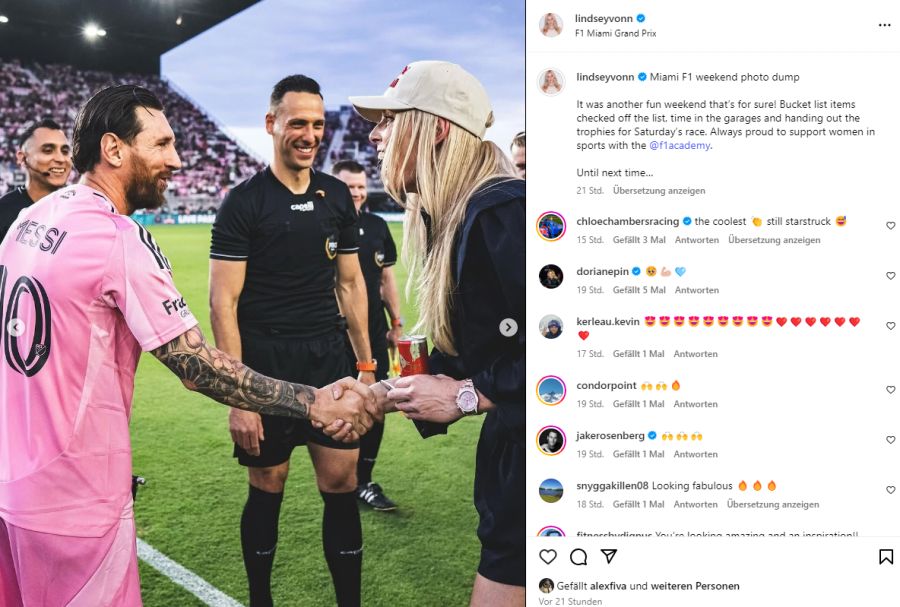 Lindsey Vonn und Lionel Messi – zwei Sportgrössen treffen sich in Miami.