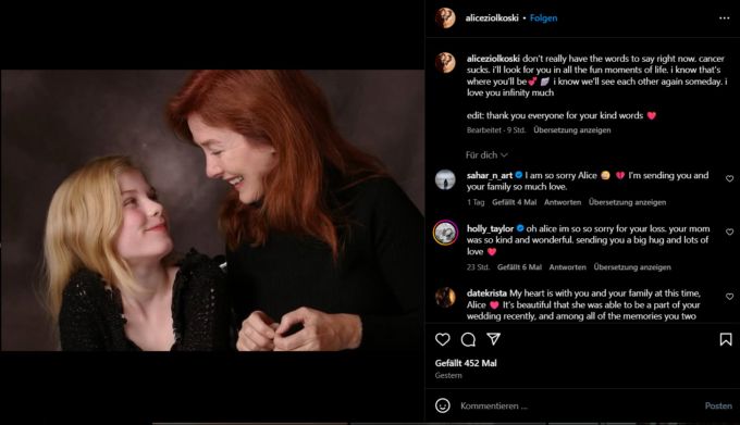 Die Tochter von Valerie Mahaffey veröffentlicht zu ihrem Tod einen bewegenden Instagram-Post. Valerie Mahaffey
