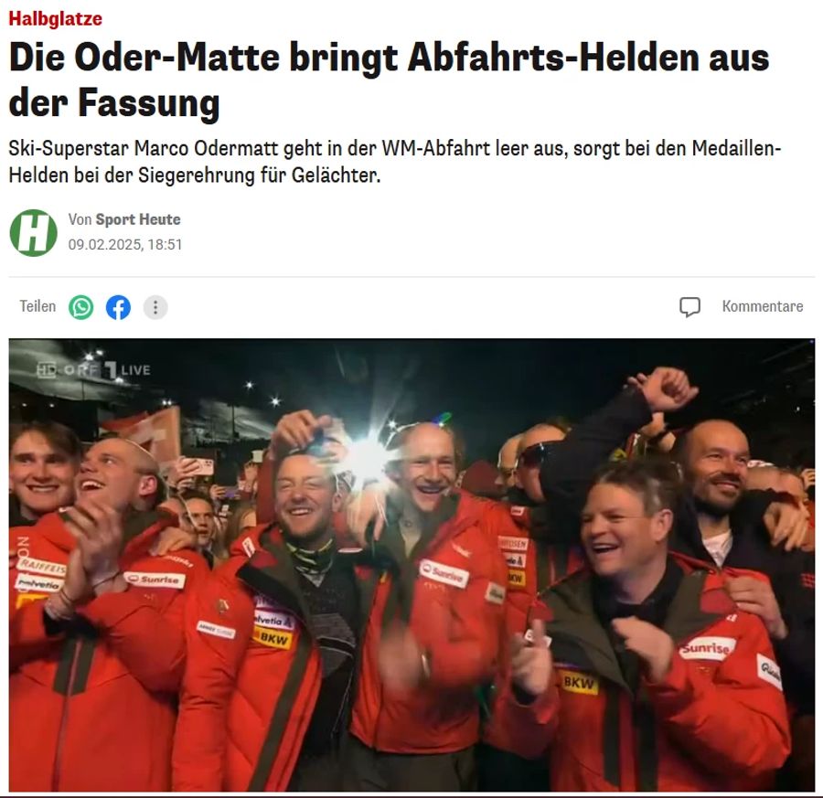 «Die Oder-Matte bringt Abfahrts-Helden aus der Fassung», titelt «heute.at».