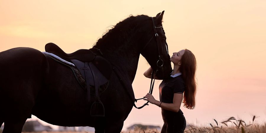 Frau mit Pferd