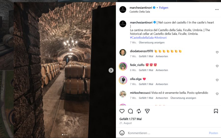 Diebe haben in der Toskana ein Lager des berühmten Weinherstellers Marchesi Antinori ins Visier genommen.