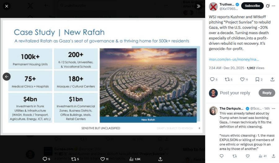 Rafah soll die neue Hauptstadt werden, 100'000 Wohneinheiten, 200 Schulen und 75 Spitäler sind geplant.