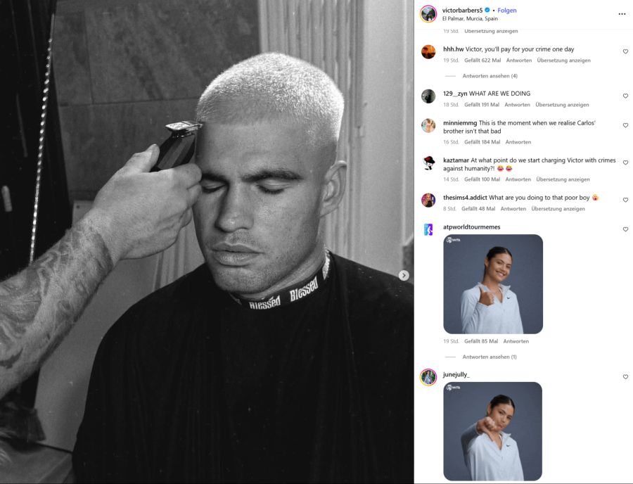 Nicht alle Alcaraz-Fans mögen den neuen Style. Sogar von «Verbrechen an der Menschheit» wird geschrieben.