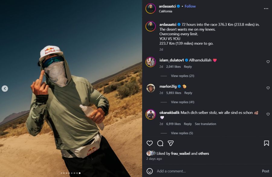 Auf Instagram folgen Arda Saatçi rund 1,7 Millionen Menschen.